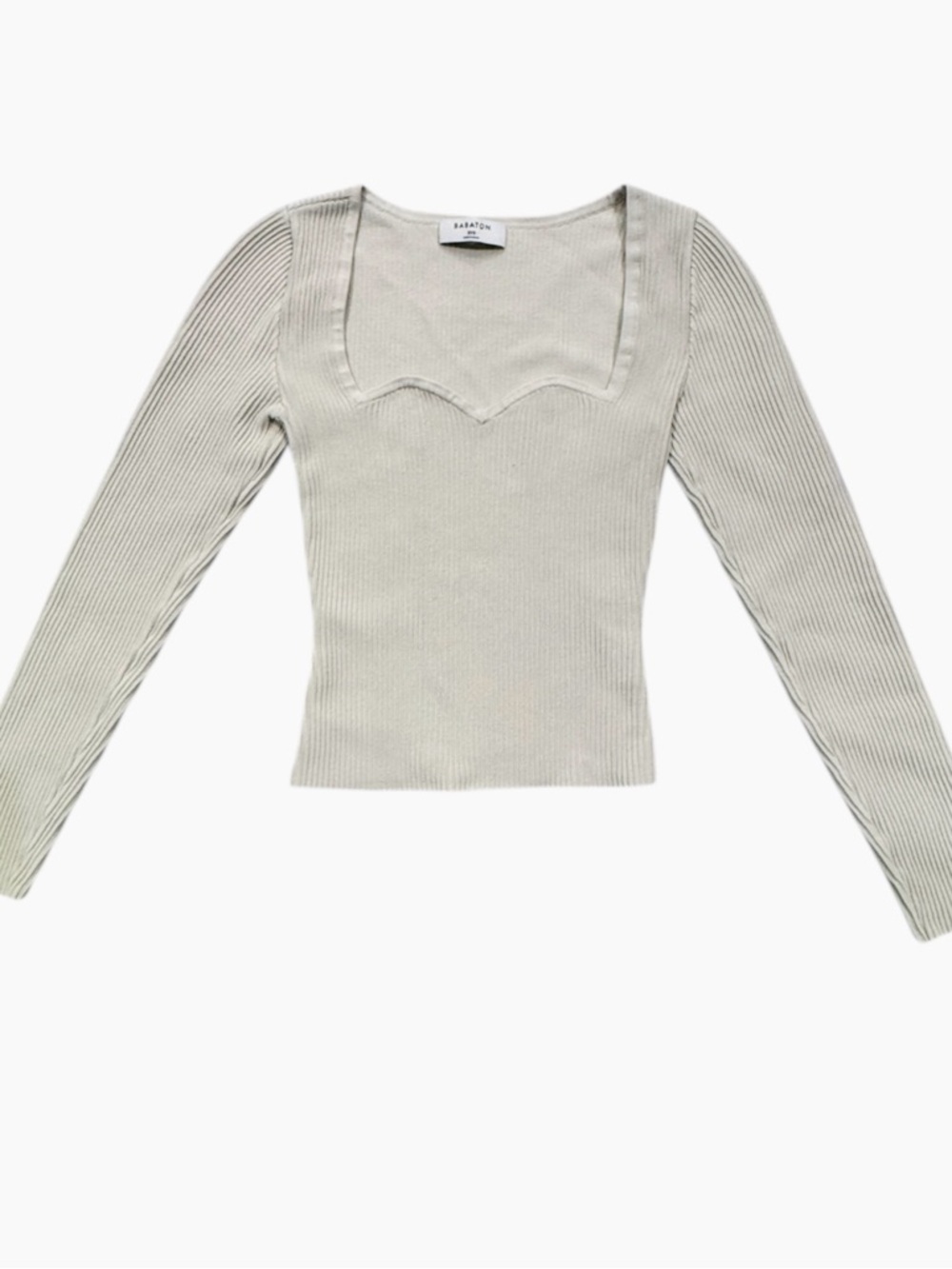 Babaton Aritzia Sculpt Knit Sweetheart Long Sleeve Top – Size 2XS – Cream - Picture 4 of 9
